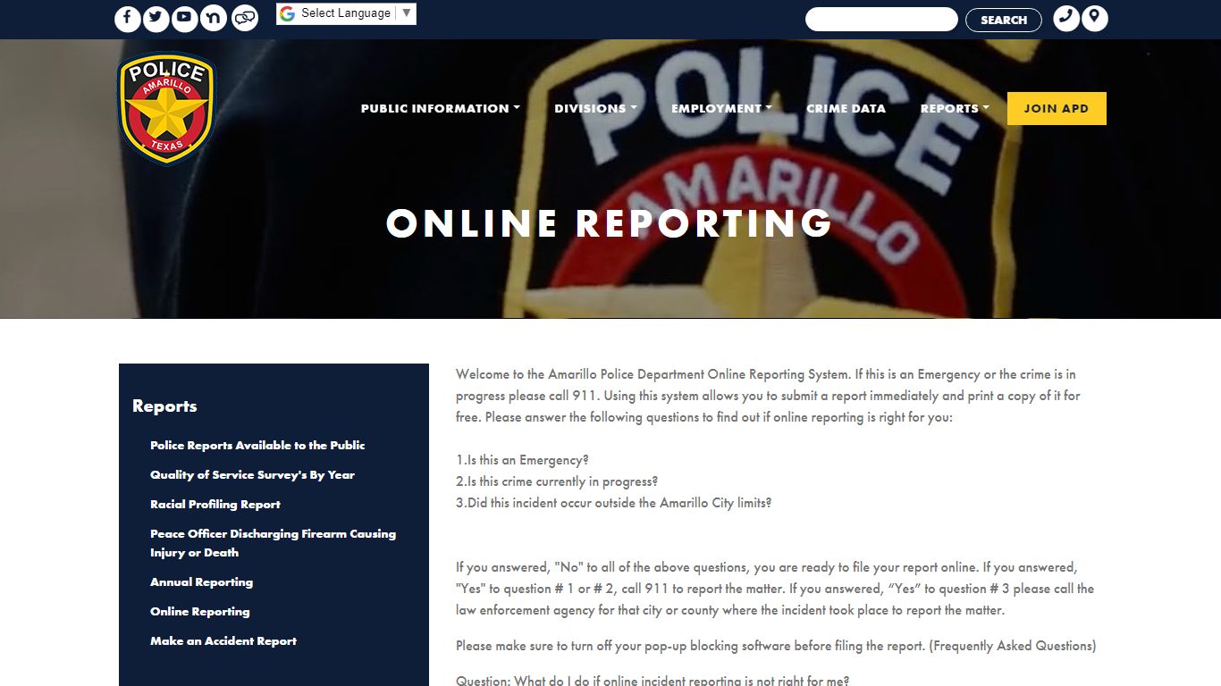 Report A Crime | Amarillo Police Department